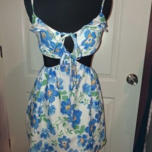 Princess Polly Blue Floral Cutout Dress